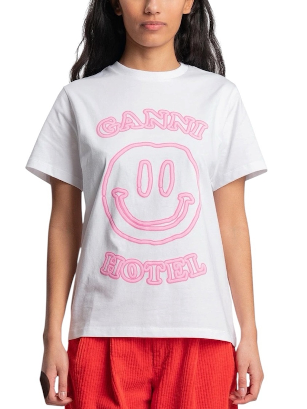 GANNI Hotel Smiley Crewneck T-Shirt
